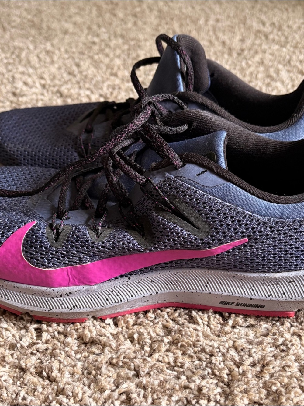 Nike Women’s Athletic Shoes - Dark Gray with Pink Swoosh